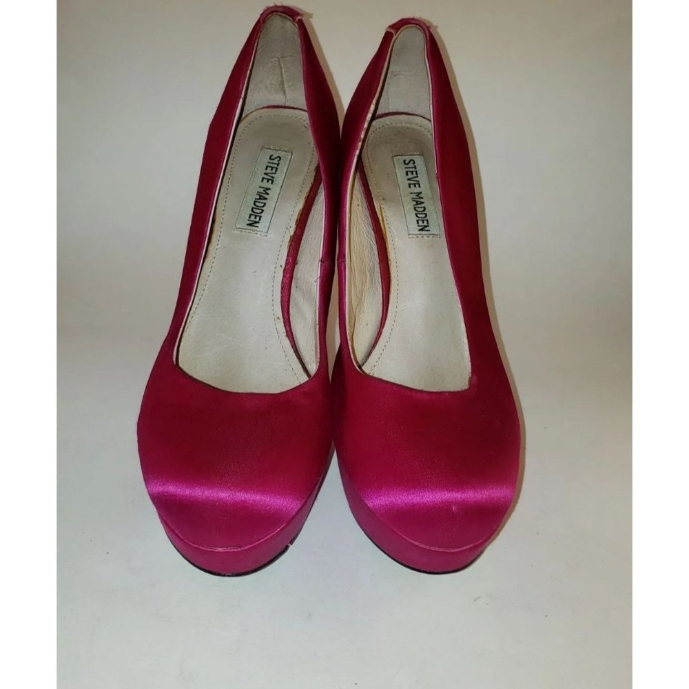 Steve Madden Partyy Satin Platform Heels Hot Pink Size 8